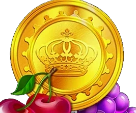 Moneta d'oro con ciliegie e uva