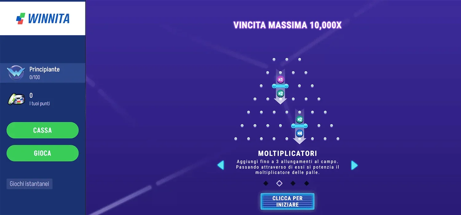 Plinko Winnita schermata moltiplicatori
